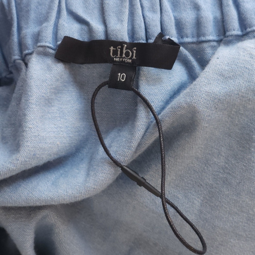 TIBI Off-The-Shoulder Blue Chambray Tunic Dress sz 10 Coastal Luxury Clean $295 - Picture 6 of 9